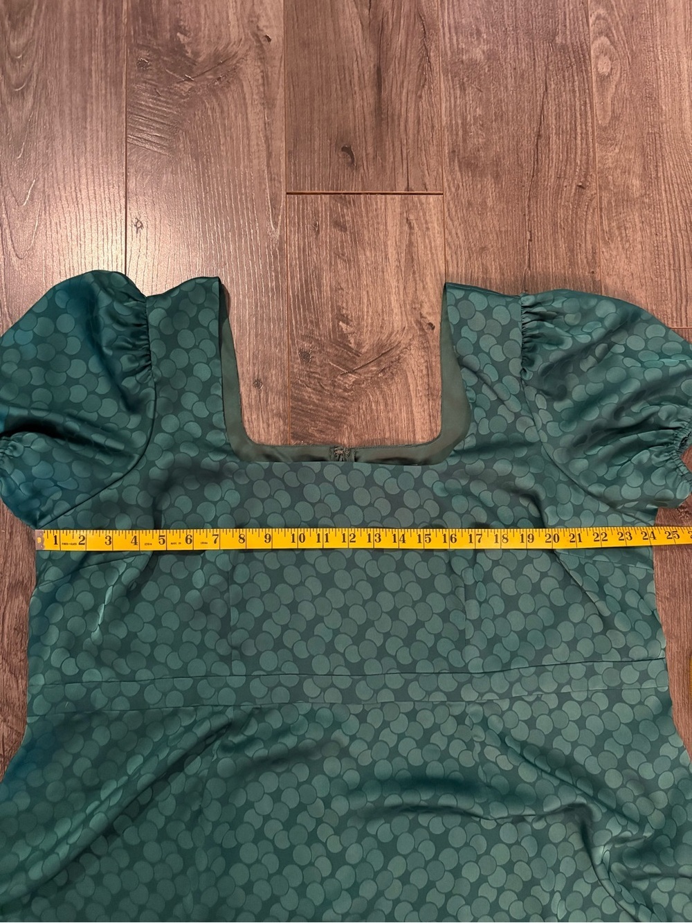 ModCloth women's Green Polka Dot Puff Sleeve jacquard Mini Dress size 2XL - Picture 9 of 11